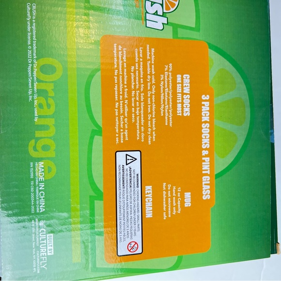 Orange Crush 3 pack pair crew socks and 12 oz pint glass gift set - Picture 5 of 8